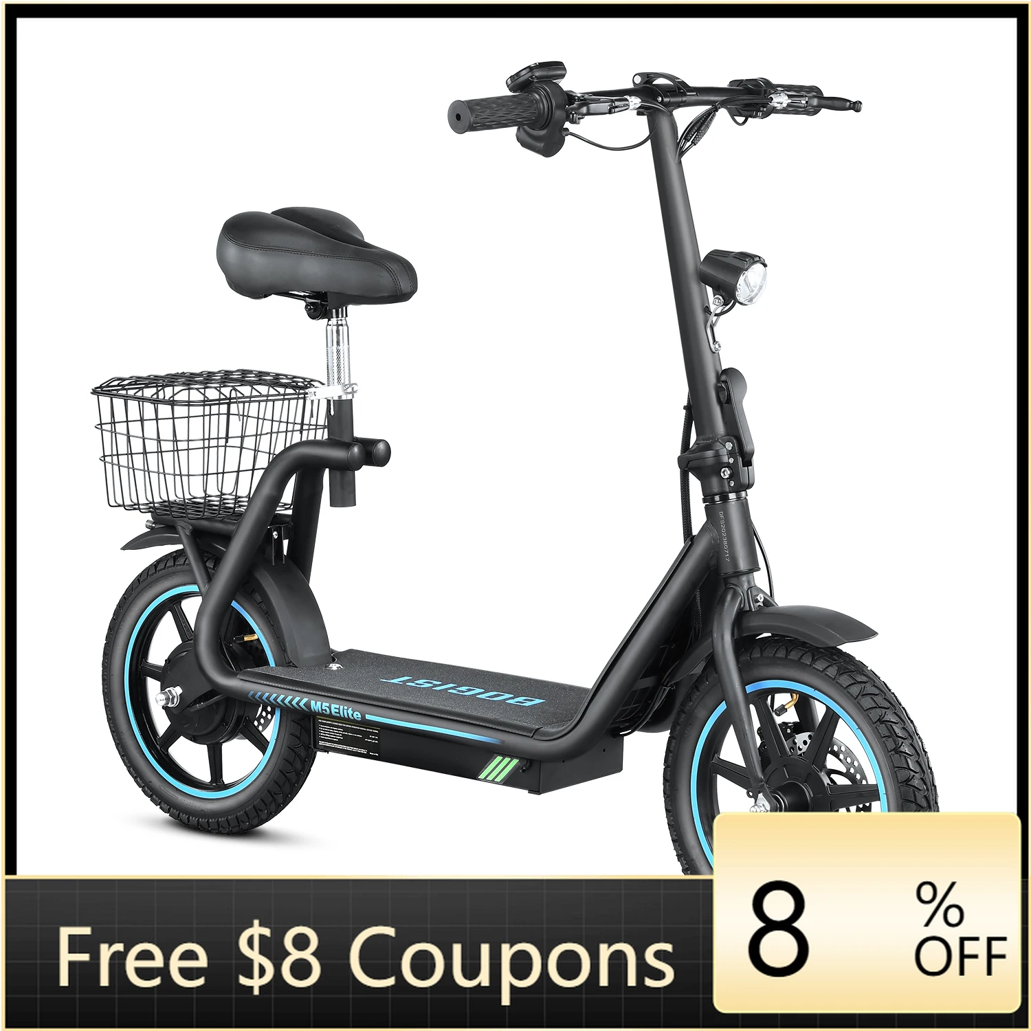

STLF DZ WJW Advanced Fast 500W 48V 8Ah 10Ah 13Ah 14 Inch Digital Adult Seated Electric Scooter Two-Wheel Certified Petrol Bag Ca