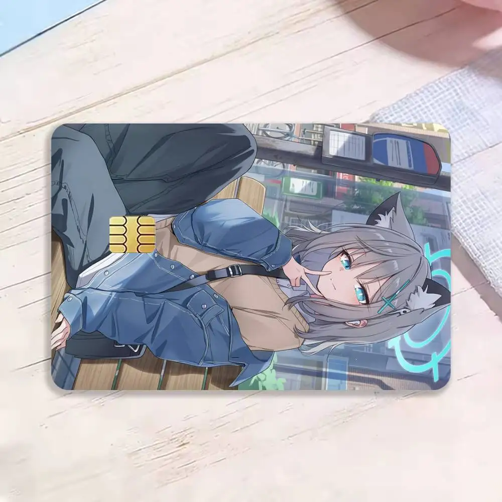 B-Blue A-Archive S-Sunaookami S-Shiroko 4pcs 1Set Card Stickers Small Waterproof Chip 4PCS Card Sticker Anti-Scratch