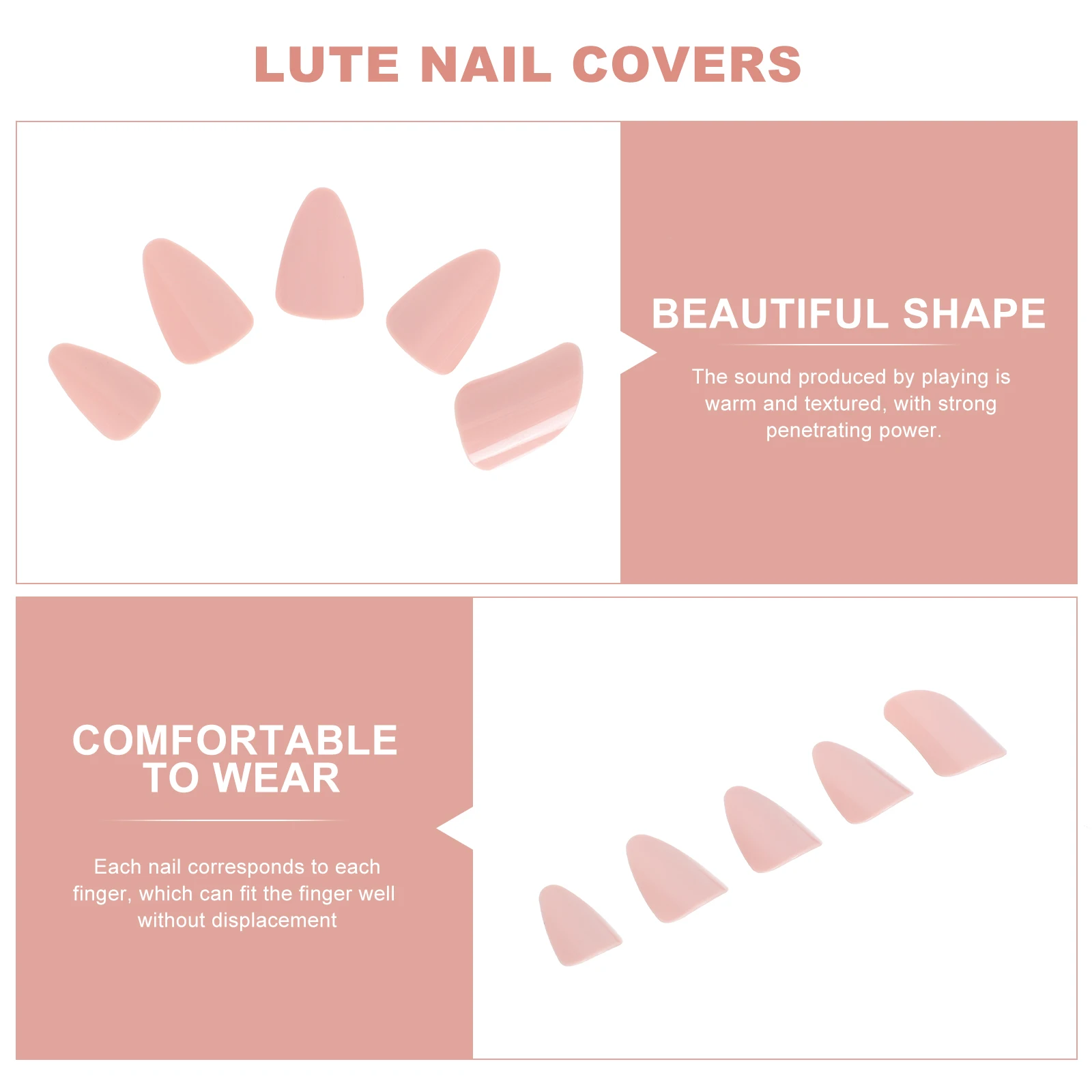 

5pcs Lute Nails Durable Smooth Edges Easy Nails Comfortable Wear Finger Protectors Accessories