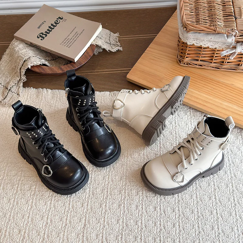 Children Fashion Boots Girls British Buckle Pu Leather Ankel Boots Non-slip Comfortable Autumn Boots Size 26-36