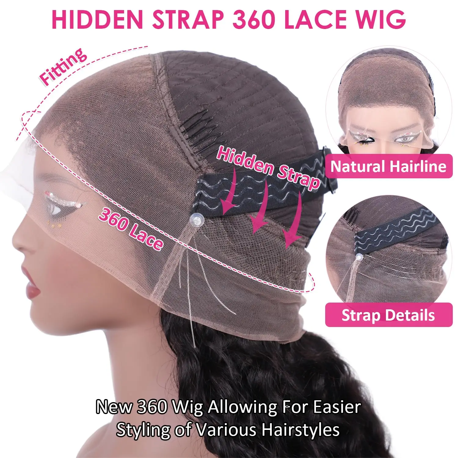 450 Density Invisible Drawstring Cap 360 Full Lace Frontal Wigs Glueless Human Hair Wigs 40in Kinky Curly Brazilian Virgin Hai