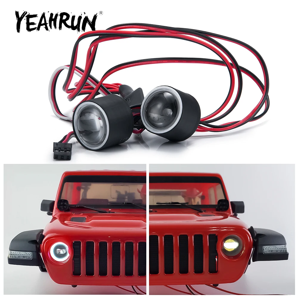 YEAHRUN LED Headlights Lamp for Axial SCX10 III AXI03006 AXI03007 Jeep Gladiator Wrangler 1/10 RC Crawler Car Upgrade Parts