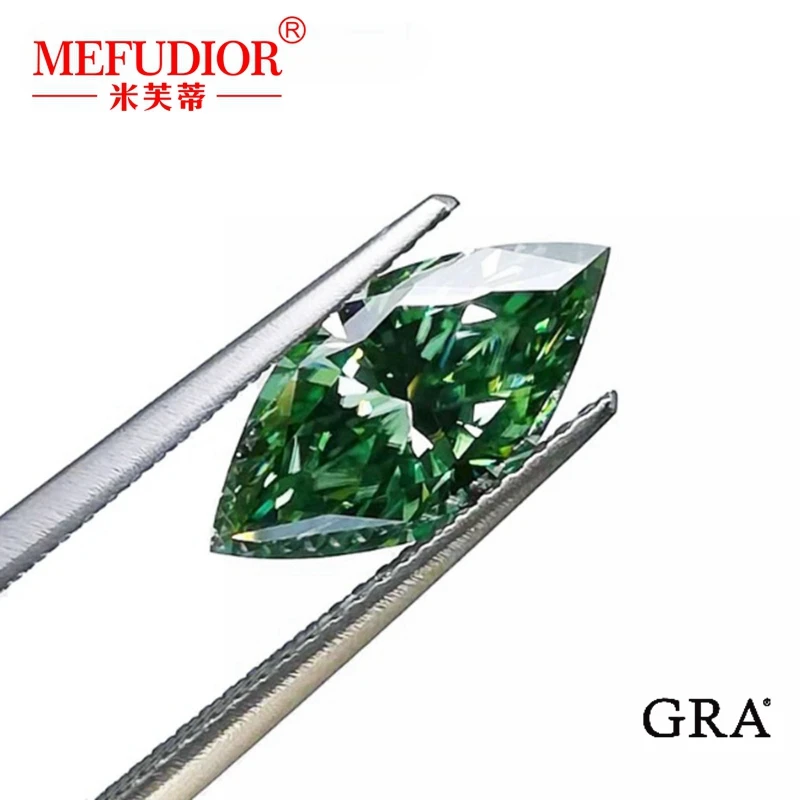 

Green Moissanite Diamond Marquise Shape Loose Moissanite Gemstone Passed Diamond Tester Factory Supply For Jewelry Accessories