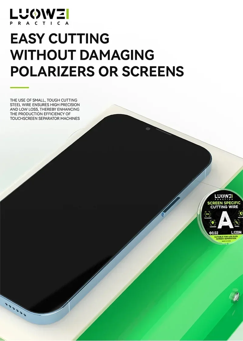 LUOWEI Superfeiner Schneiddraht für LCD-Bildschirm-Reparaturen ohne Beschädigung des Telefons 0,02/0,028/0,03/0,035mm Bildschirm-Entfernungsdraht – Detail 2