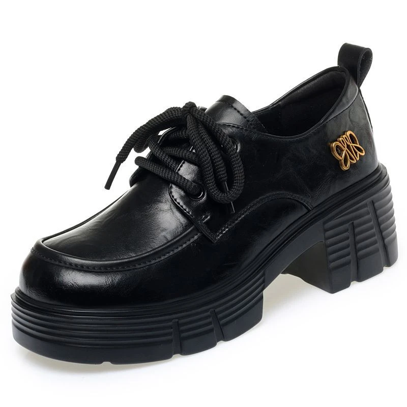 

Новые модные женские лоферы 2026 года на толстой подошве из лакированной кожи в британском ретро-стиле с бантом и шнурками, дизайнерская обувь