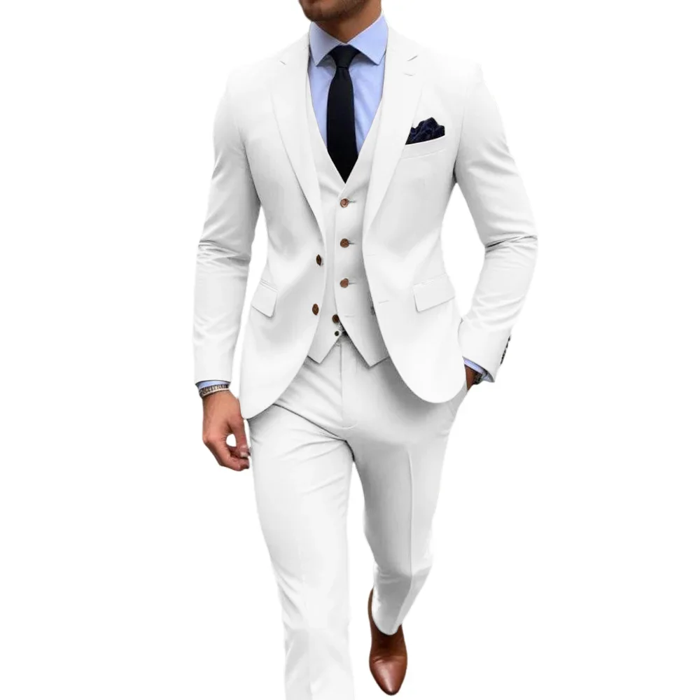 Costume classique violet pour hommes, 3 pièces, smoking à revers, ensemble de costumes de mariage pour garçons d'honneur, Blazer d'affaires à la mode, veste + pantalon + gilet