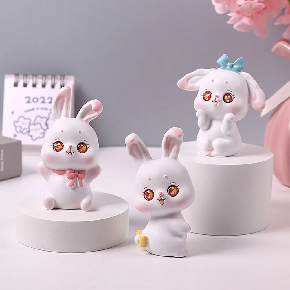 

Cute Animal Resin Rabbit Ornament Small Lovely Bunny Toy Desktop Car Decor Cartoon Easter Garden Statue Mini Sculpture