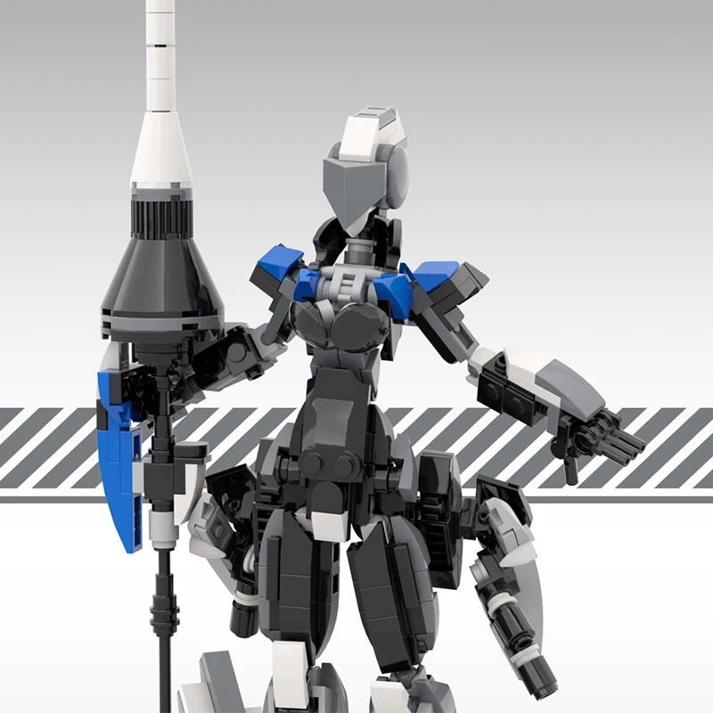 MOC The Female Lancer Valkyrie Mech Mars Female Robot Building Blocks Sci-Fi Futuristic Armored Action Figure Bricks Model Toys