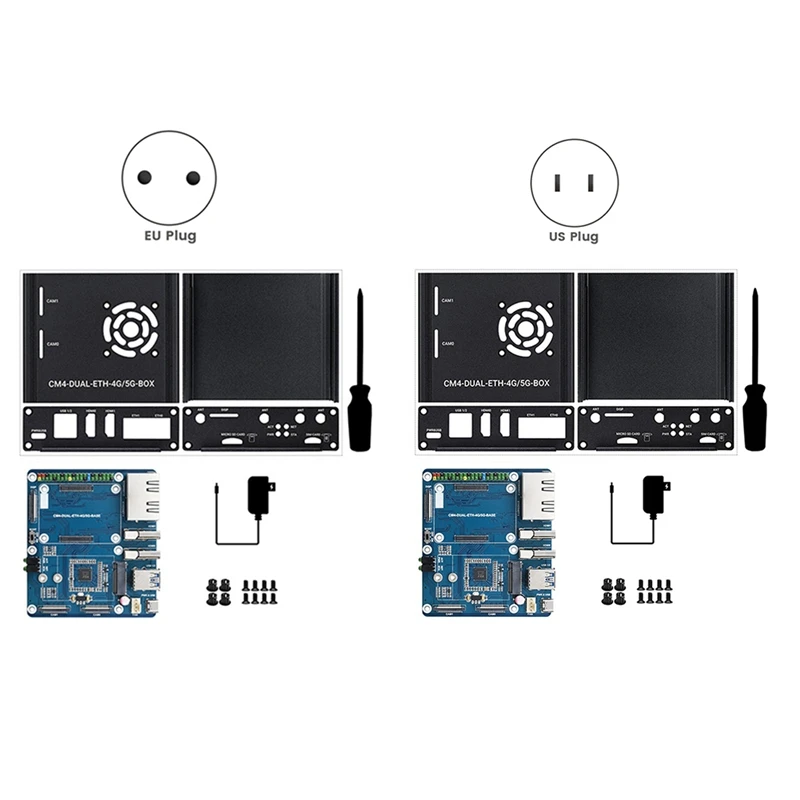 

For Raspberry Pi CM4 Dual Gigabit Ethernet Port Expansion Board Core Board Computing Module With Case