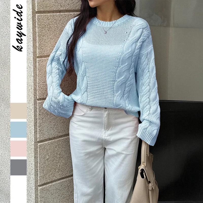 

Casual Simple Woolen Long-sleeved Sweater for Women 2025 Autumn and Winter