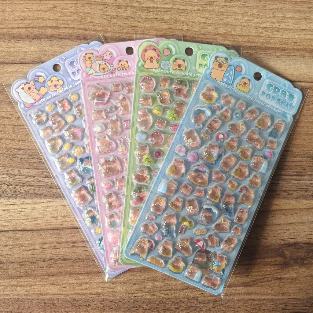 

3D Embossed Capybara Sticker Set (4 Pcs)Decor for Handcrafts, Notebooks, Device Embellishment & Gifts BulingBulingStickers Store