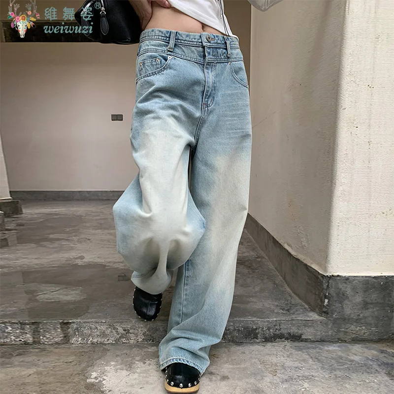 

Women's Jeans Harajuku Vintage Baggy Denim Pants Autumn New Y2K American Classic High Waist Pants Fashion Wide Leg Trousers