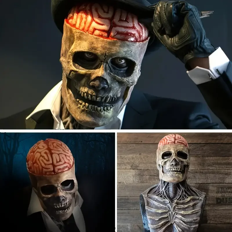 Halloween Evil Skull Mask Dj Night Clubs Cosplay Horror Fotografia Puntelli Killer 3D Realistico Skull Copricapo Maschera con testa di teschio rosso