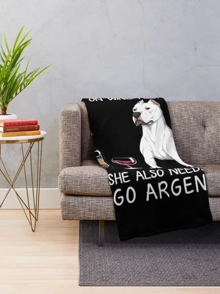 Dogo Argentino and wine Funny dog Throw Blanket Sofa Blanket Retro Blankets