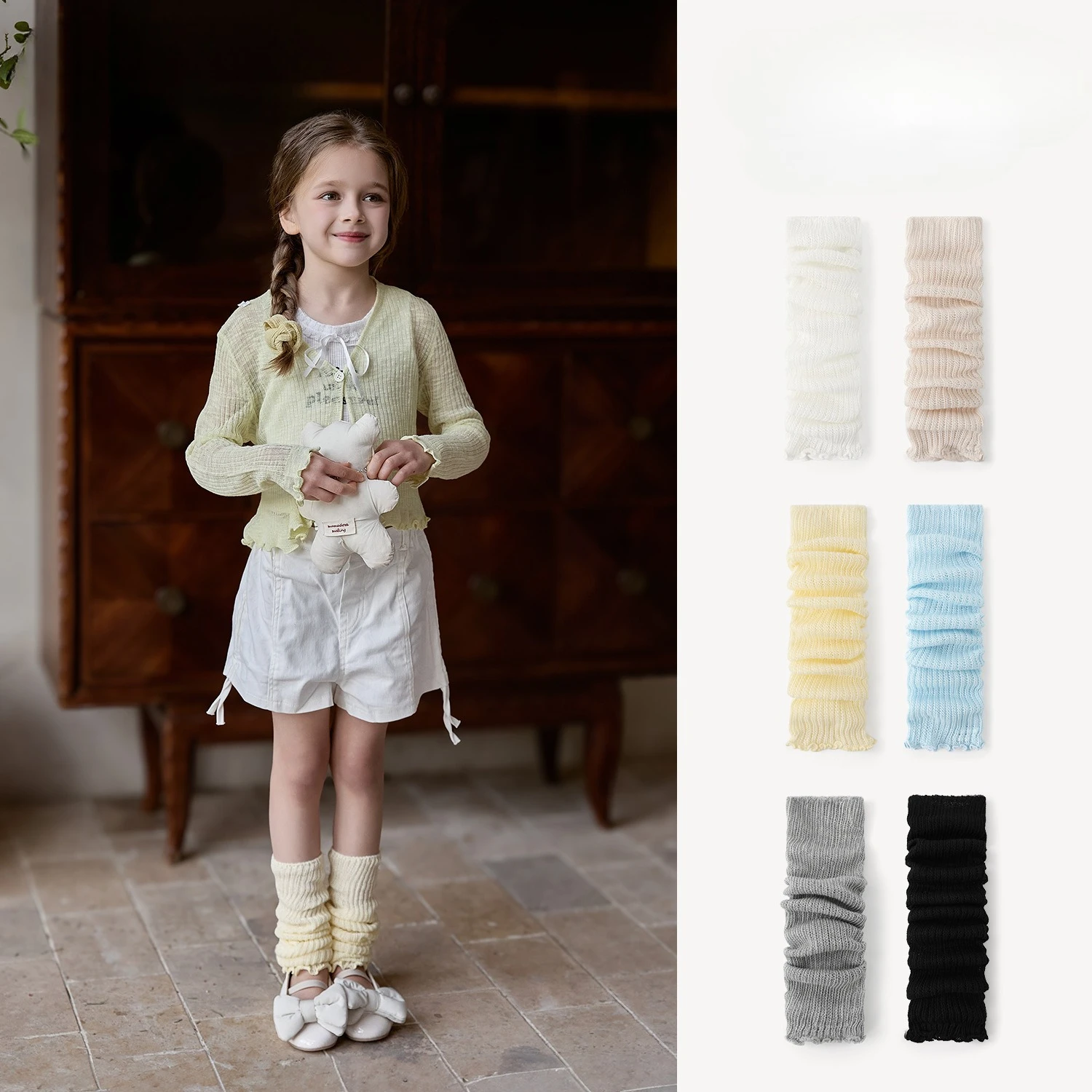 Children Spring Solid Color Leg Warmers Korean Fashion Sweet Girls Foot Covers Socks Baby Thin Anti Mosquito Cotton Soft Socks