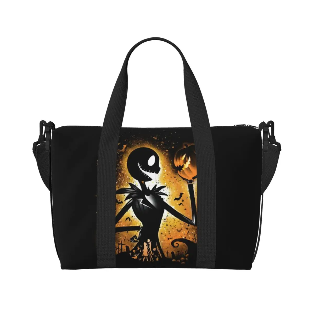 

Пляжная большая сумка на заказ Jack Skellington для женщин, очень большие сумки для спортзала, дорожные сумки для покупок со скелетом