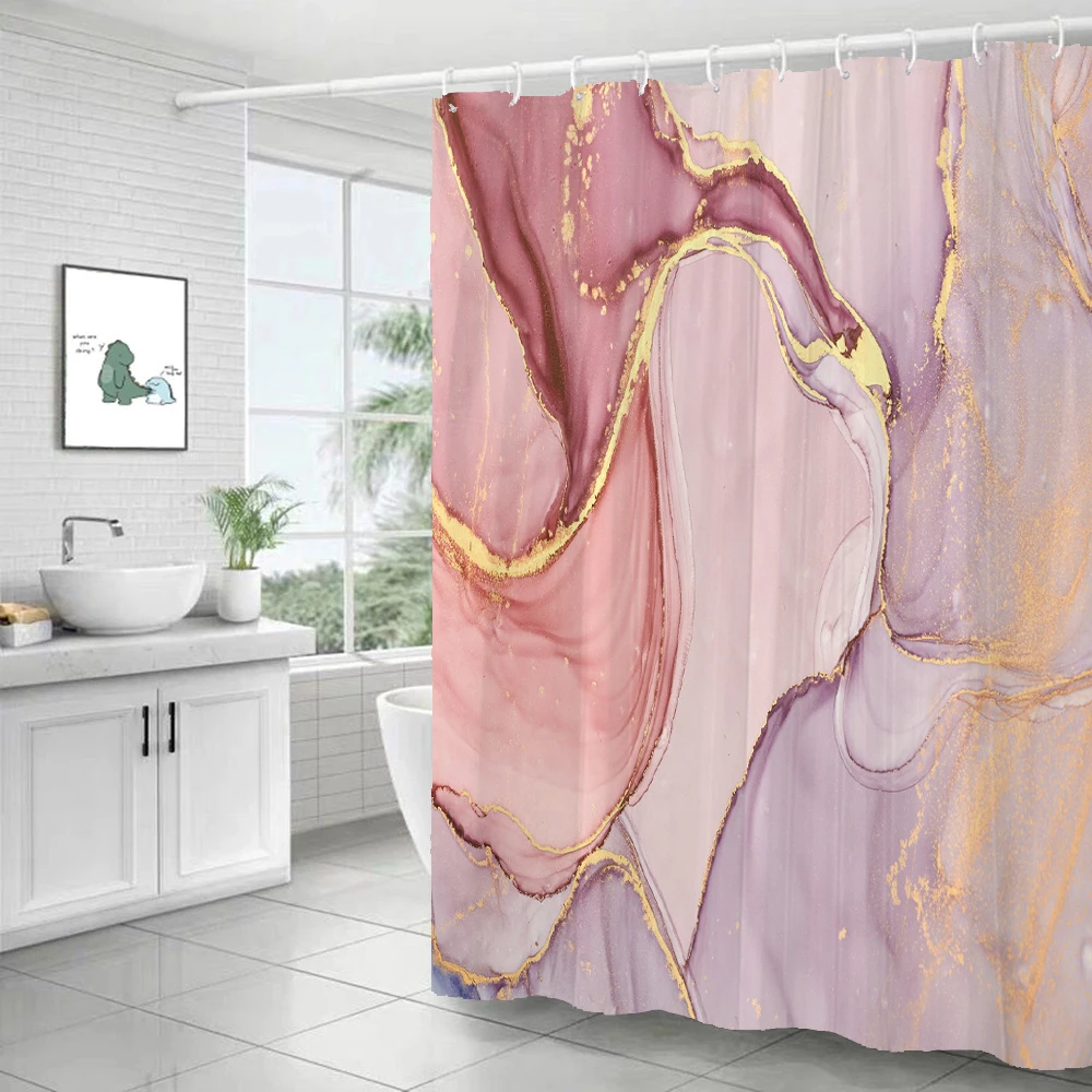 Colourful Gradient Marble Shower Curtain Boho Water-proof Polyester Shower Curtains Bathroom Bath Curtains Room Decor With Hooks