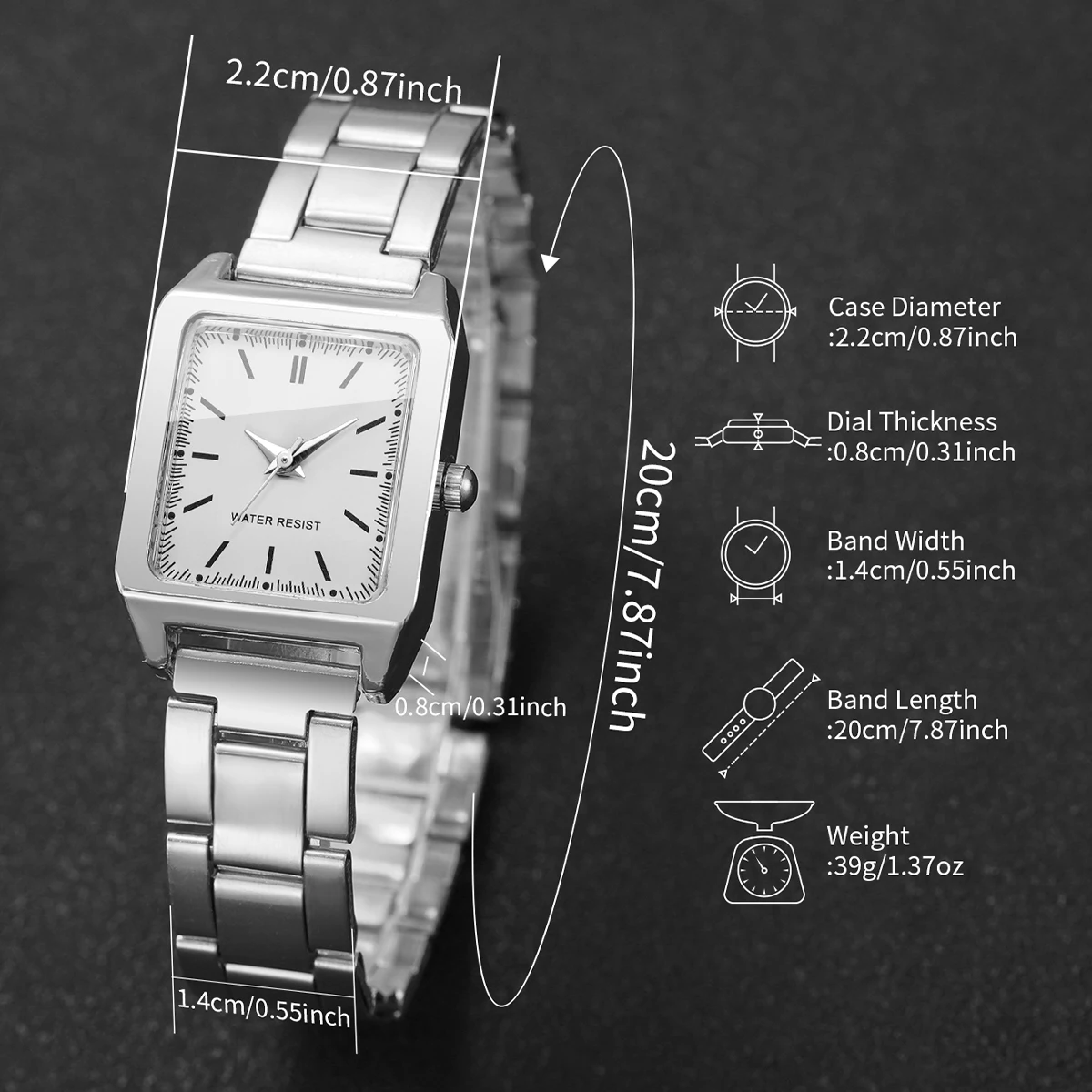 1Pcs Women's Watch Fashion Casual Square Scale Dial Trendy Temperament Quartz Watch (box Not Included)