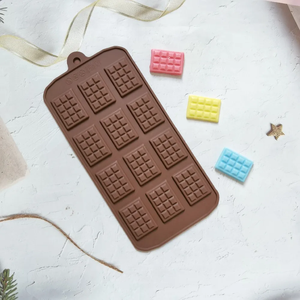 12 Holes Chocolate Mold Silicone Mold Fondant Waffles Molds DIY Candy Bar Mould Cake Decoration Tools Kitchen Baking Accessories