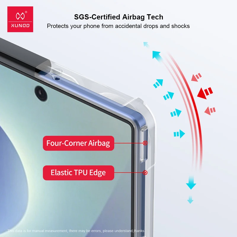 Xundd Case For Samsung Galaxy Z Fold 8 Ultra Airbags Shockproof Laser Pattern Acrylic TPU Translusent Anti-fall Cover with Glass