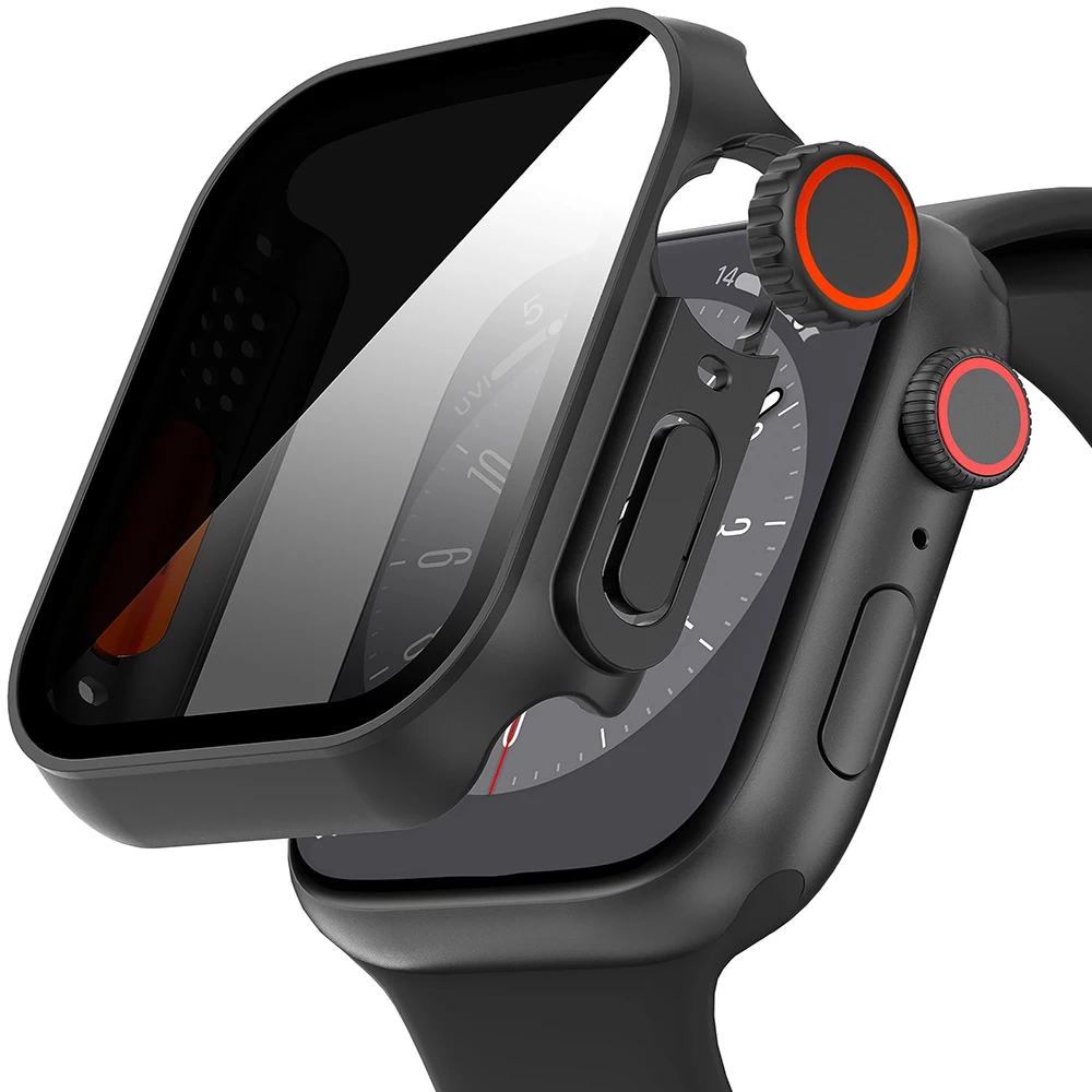 Cubierta de vidrio templado de privacidad para Apple Watch 40mm 41mm 44mm 45mm funda protectora de pantalla ultrafina iWatch Series 9/8/7/6/5/4/SE