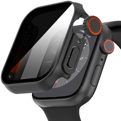 Capa de vidro temperado de privacidade para apple watch 40mm 41mm 44mm 45mm capa protetora de tela ultrafina iwatch série 9/8/7/6/5/4/se