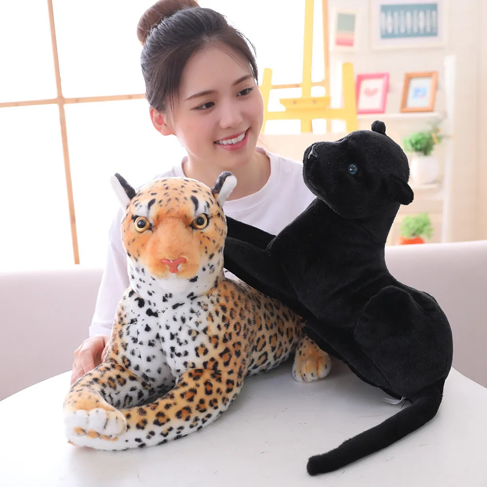 Giant Size Lifelike forest king Panthera simulation stuffed wild animal cheetah plush, black panther leopard soft toys