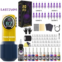 Tattoo Kit LASTJUDG Hot Yellow Tattoo Pen Kit For Permanent Makeup Tattoo Machine Kit Wireless Tattoo Power Supply Tattoo Kit