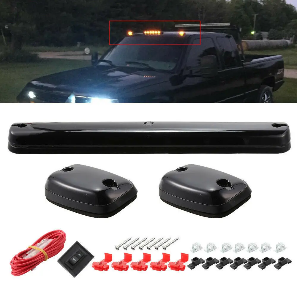 

Smoke Amber Cab Light LED Cab Roof Running Top Marker Light Assembly DC 12V Roof Running Light Wiring Pack For Chevy Silverado