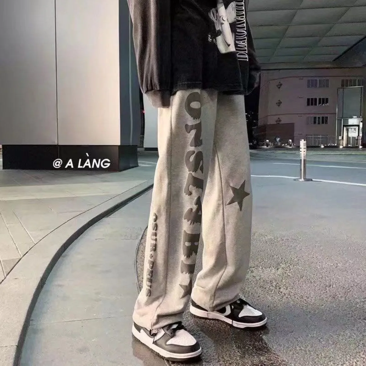 

Men's Drawstring Thin Pants Casual Summer Fashion Beach Loose Pants Printed Letters Breathable Straight Leg Quick Pants