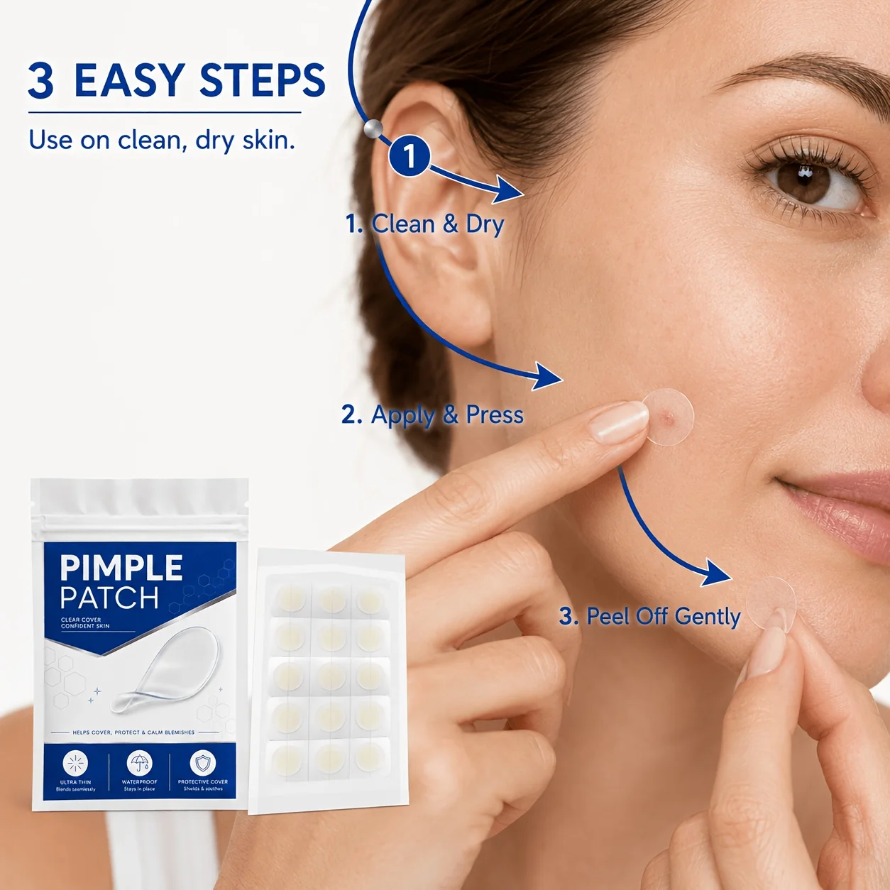 132PCS pimple patch,invisible blemish covering patches, water-resistant,applicable to all skin types