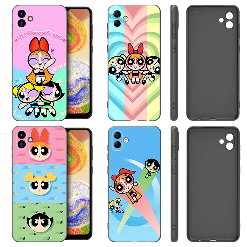 P-Powerpuff Girls Phone Case For Samsung Galaxy A01 A03 Core A04 E A02 A05 A10 A20 A21 A30 A50 S A6 A8 Plus A7 2018 Black Cover