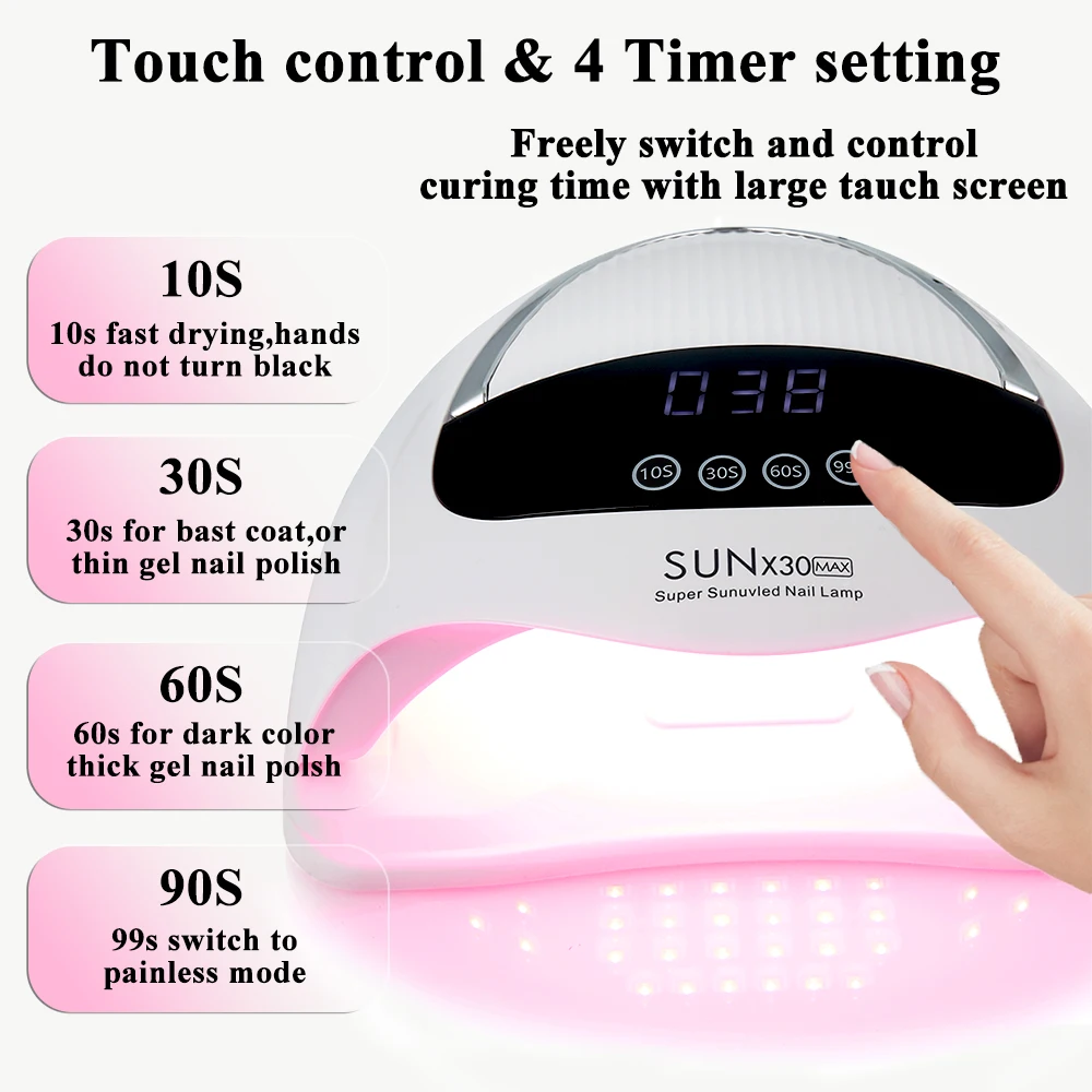 90個のLEDプロフェッショナルネイルランプLED UVランプSUN X30ネイルジェルポリッシュ乾燥機ライトネイルアートアクセサリーすべてのジェルネイル硬化用