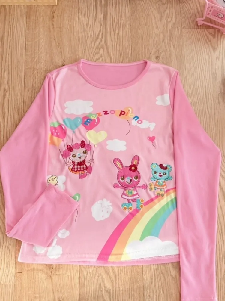 Japanese Fairy Embroidery Cartoon Cute Tshirts Contrast Color Patchwork T-shirt Women Y2k Aesthetic Grunge Casual Tees Harajuku
