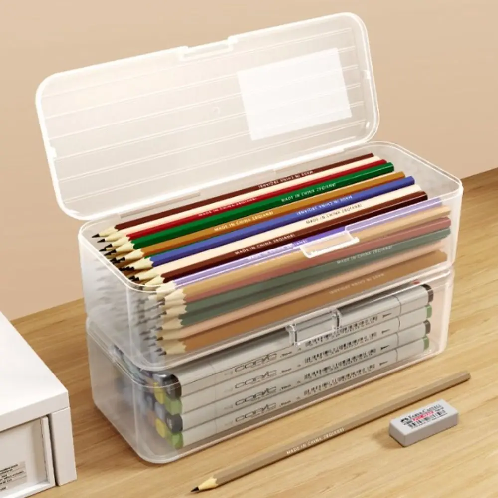 

Storage Box Waterproof Pen Pencil Box Art Supply Transparent Pencil Case Multifunctional Desktop Organizer Drawing Tool