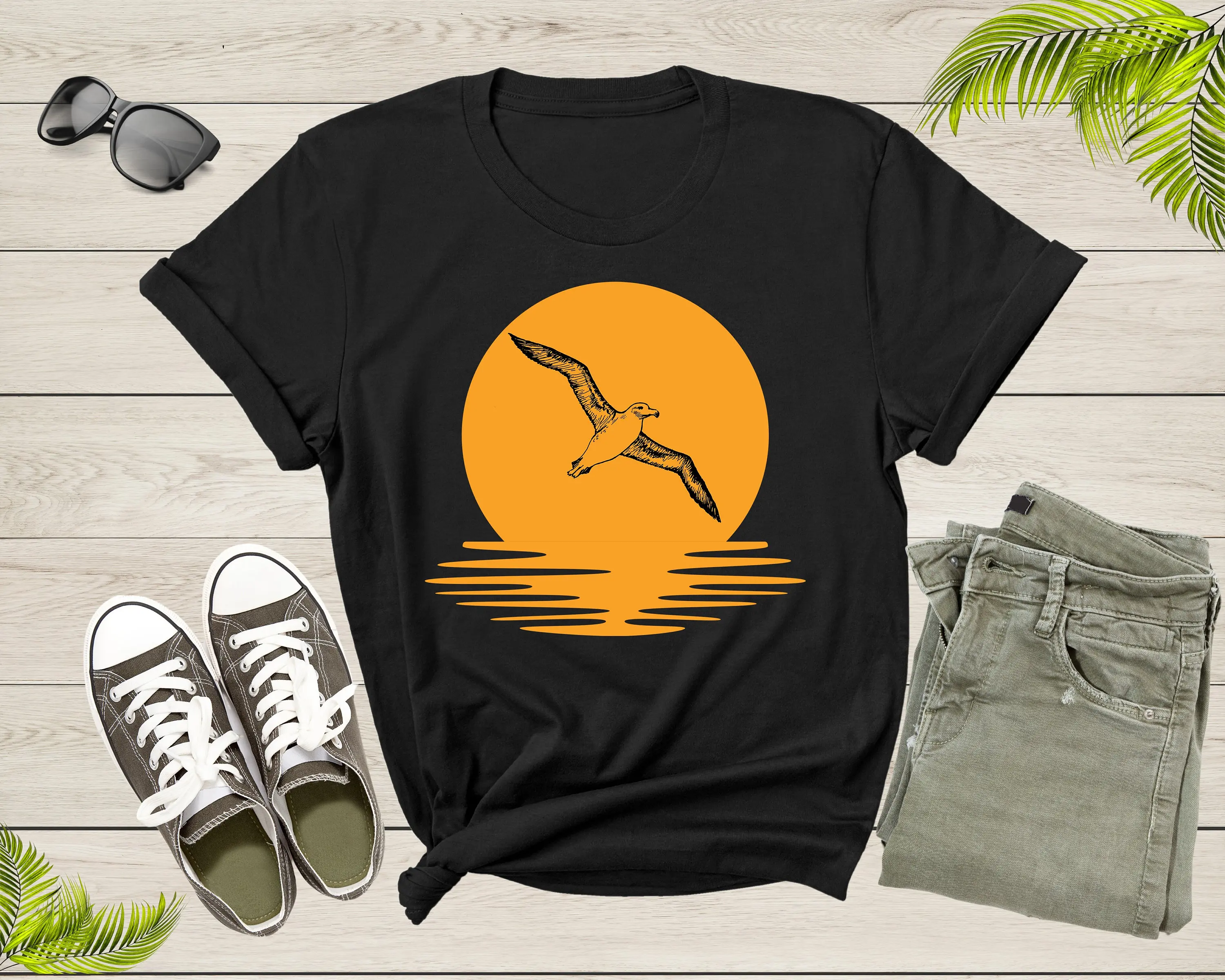 Flying Soaring Wandering Albatross Bird Lover Gift T Shirt For Kids Boys Girls Cool Print Sunset Seabird