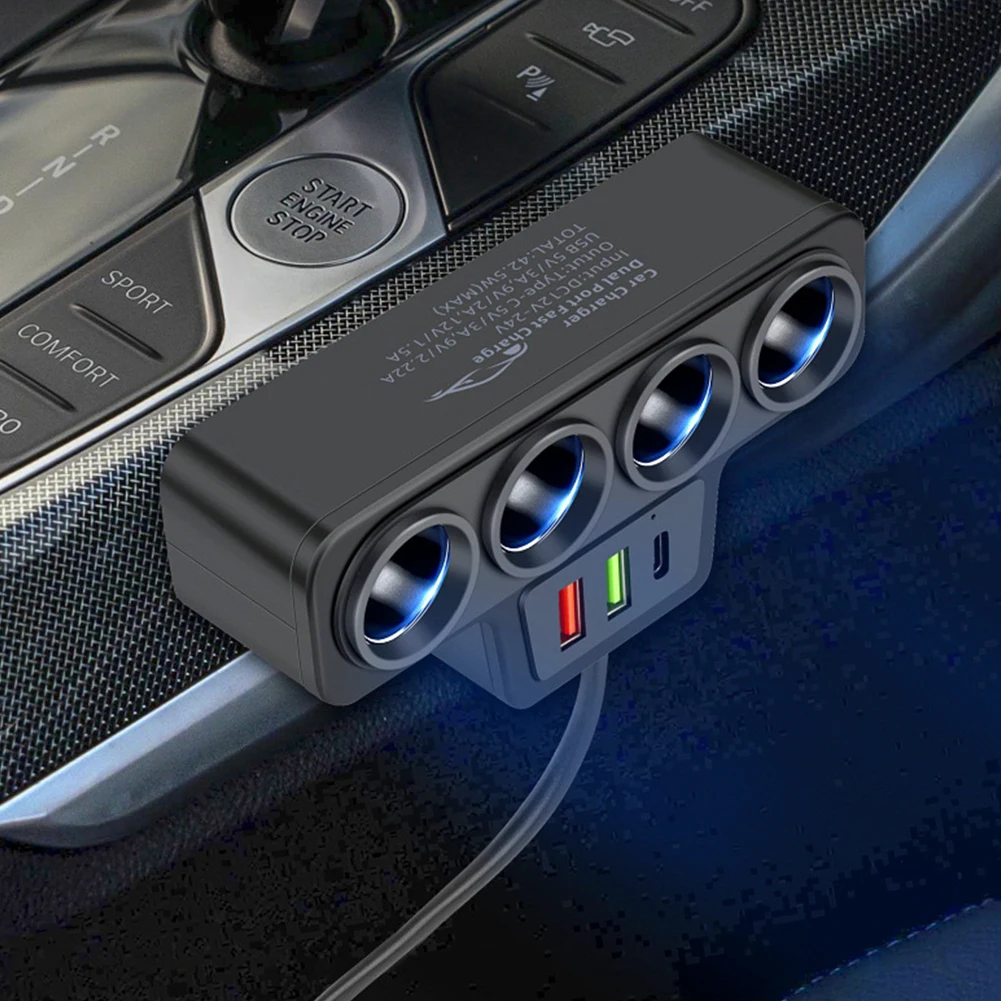 

3 USB-розетки QC3.0+PD 3.1A, 120 Вт, вилка для быстрого зарядного устройства, 4 розетки, автомобильный прикуриватель, разветвитель, USB-адаптер для зарядного устройства для телефона