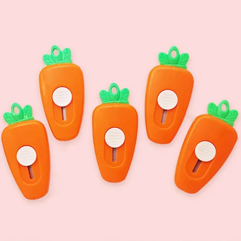 1/3/5 قطعة صغيرة لطيف الجزرة جيب سكّين متعدّد الاستخدامات اكسبرس صندوق الة قطع الورق الفن الحرفية التفاف فتاحة مع المفاتيح ثقب القرطاسية