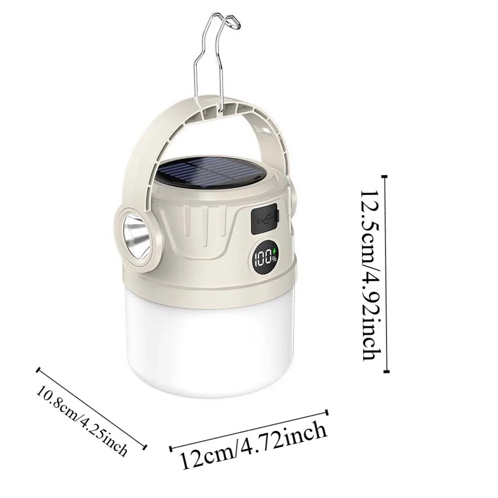 المحمولة المحمولة ضوء التخييم الشمسية مع الناتج عكس الضوء البيج خيمة مصباح 1200mAh بطارية LED مصابيح تعليق للزينة المشي لمسافات طويلة #6