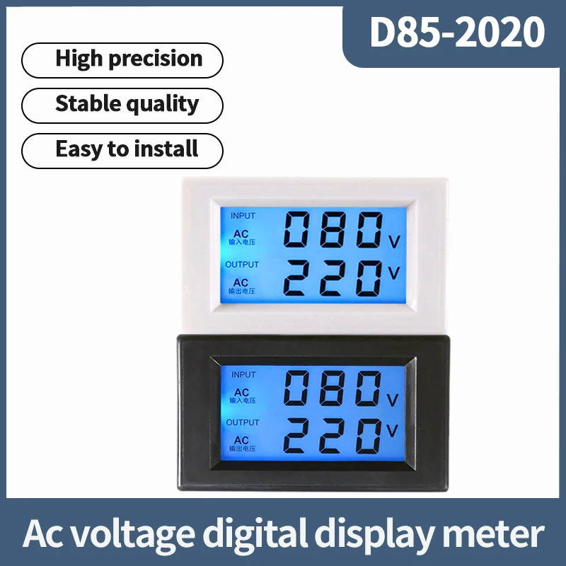 D85-2020 AC Voltmeter HD LCD Digital Display 80-500V Dual Voltage Display Meter Regulator Transformer