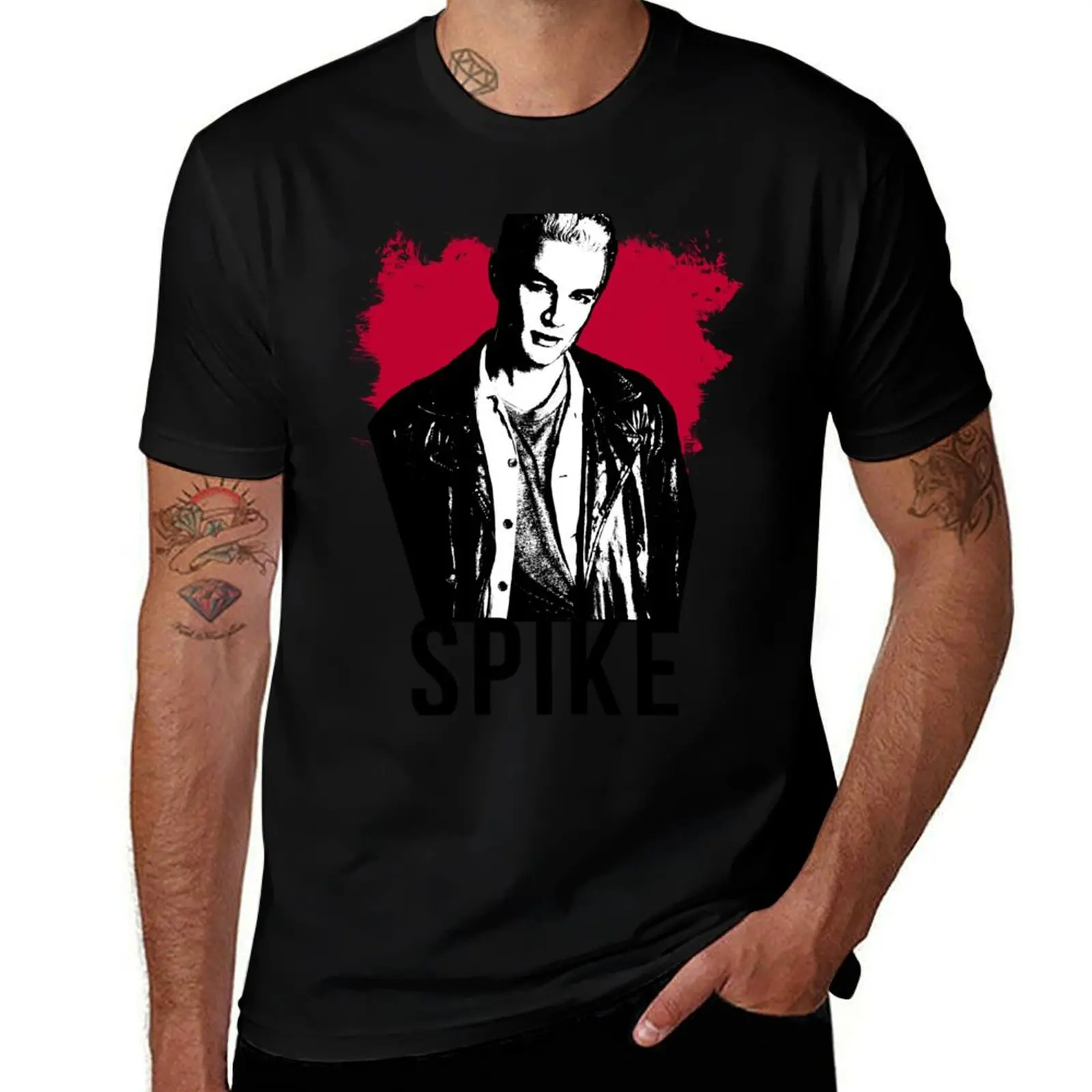 Spike the Vampire - Red with Black Text (BtVS) T-Shirt animal prinfor boys plus size tops t shirts for men pack