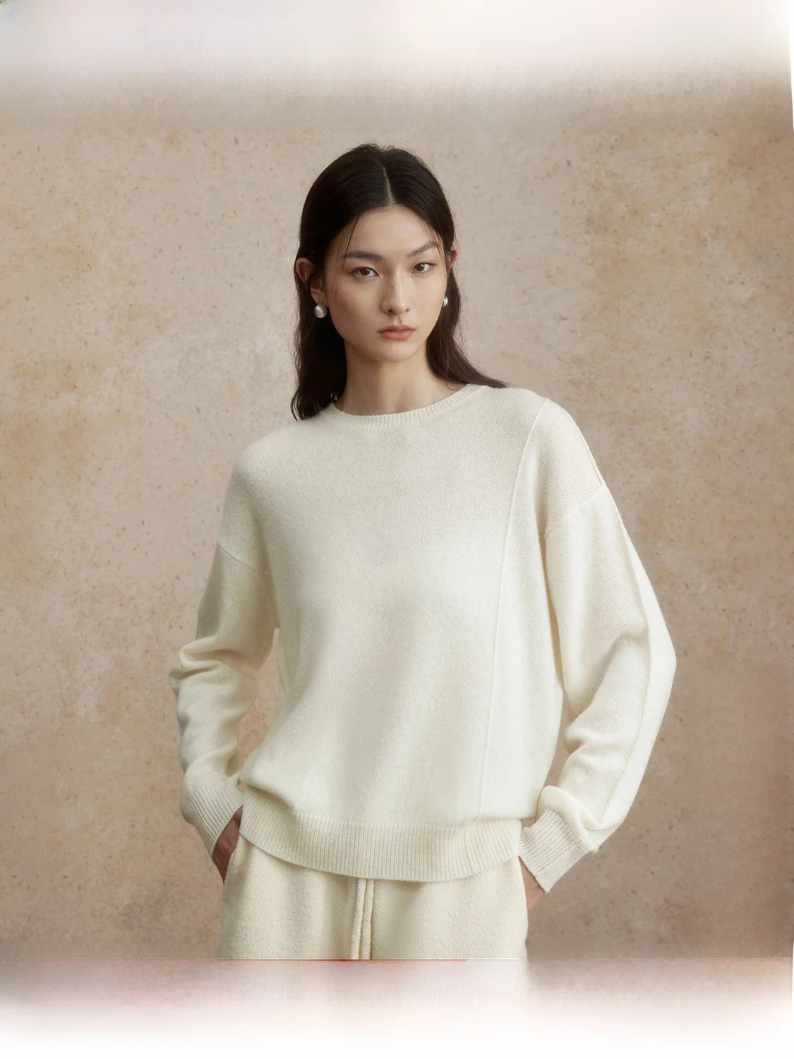 

Женская шерстяная толстовка ZhiZhi One-Trace Sand с круглым вырезом, повседневная зимняя кофта в стиле Commute, с длинным рукавом