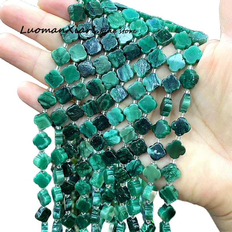 

11x11x5mm Clover Natural Stone Green Emerald Loose Spacer Beads for Jewelry Making Diy Earrings Bracelets Charms Accessories