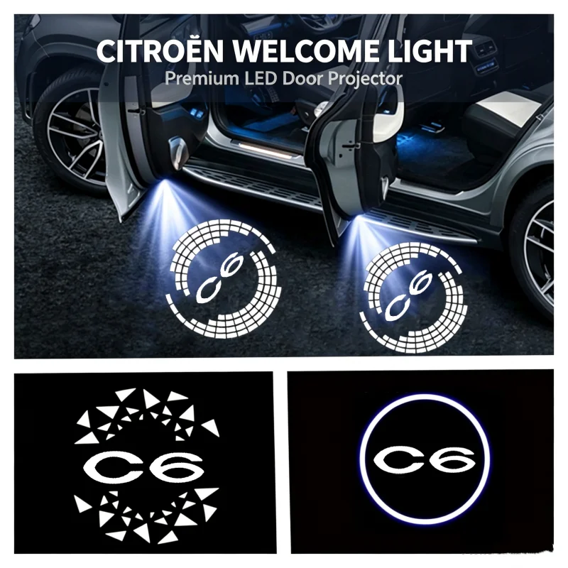 2PCS Ghost Shadow Emblem LED Car Door Courtesy Projector Welcome Lamps For Citroen C6 2017 Interior Modification Accessories