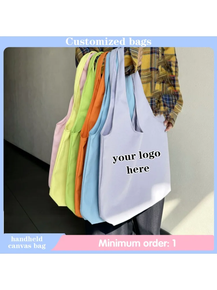 Sac fourre-tout coloré avec Logo personnalisé pour femmes, fourre-tout pliable et réutilisable pour le Shopping, les déplacements, les voyages, sac en toile de grande capacité