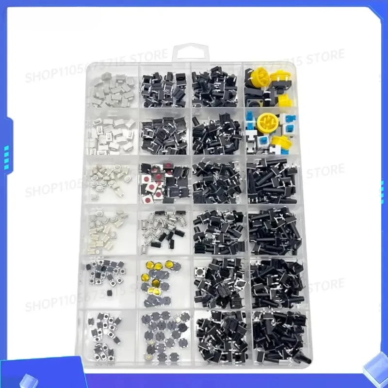 for 460pcs 24Values Tactile Push Button Switch SMD Micro Momentary Tact Switch Assortment Kit for Car Remote Control Switches