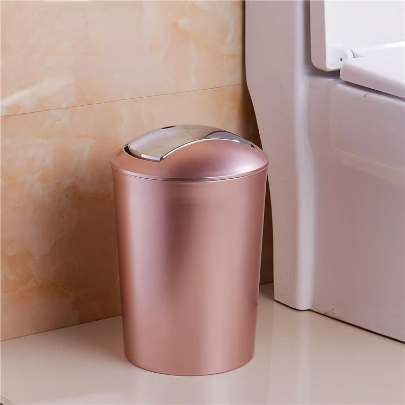 European Style Bathroom Trash Can Living Room House Light Luxury Dustbin Household Bedroom Large and Small Covered Wastebasket