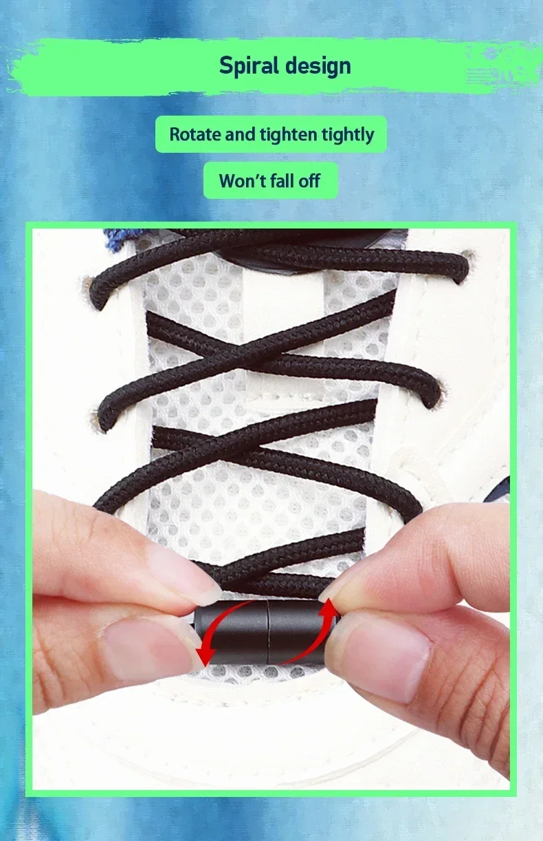 Dickes Seil, Tennis-Sneaker, Schnürsenkel, einfache Schnürsenkel mit drehbarer Schnalle, automatische Schnürsenkel ohne Krawatten, Schuhzubehör – Detail 6