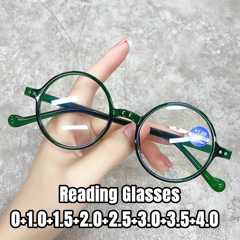 

Round Frame Reading Glasses for Women Men's Ultralight HD Lens Hyperopia Fashion Blue Light Blocking Eyeglasses 0+1.0+1.5+4.0