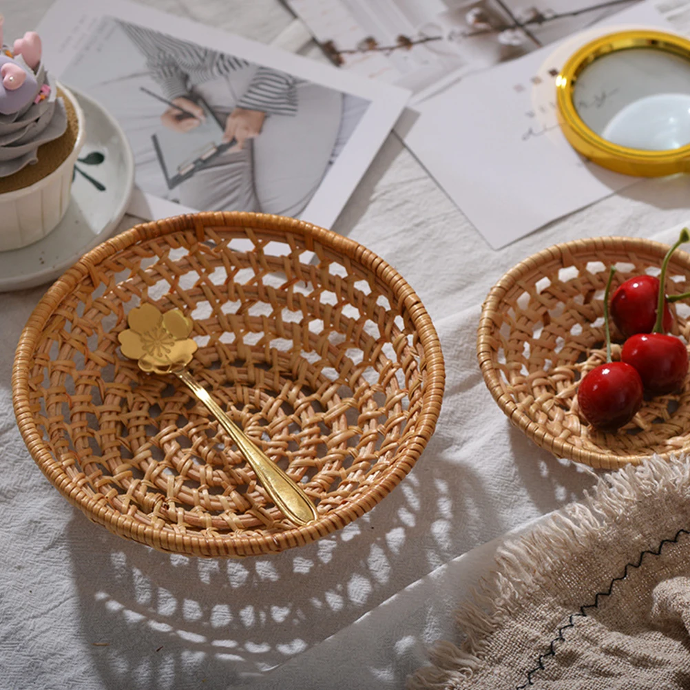 

Storage Basket Weaving Bowl Fruit Woven Bread Wooden Decorative Handmade